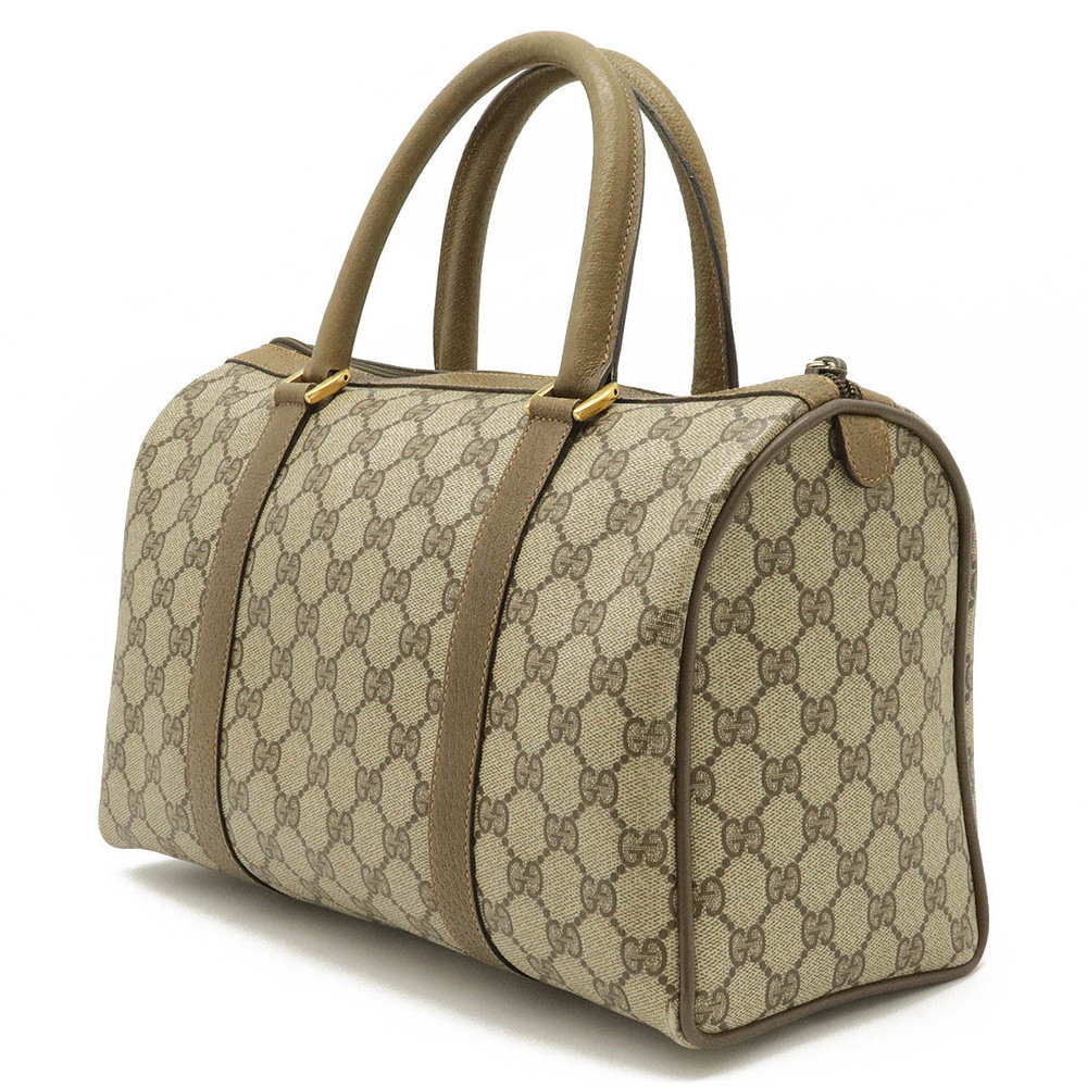 Gucci GG Plus Sherry Boston Handbag Leather Beige Brown Cream Brown - Picture 2 of 8